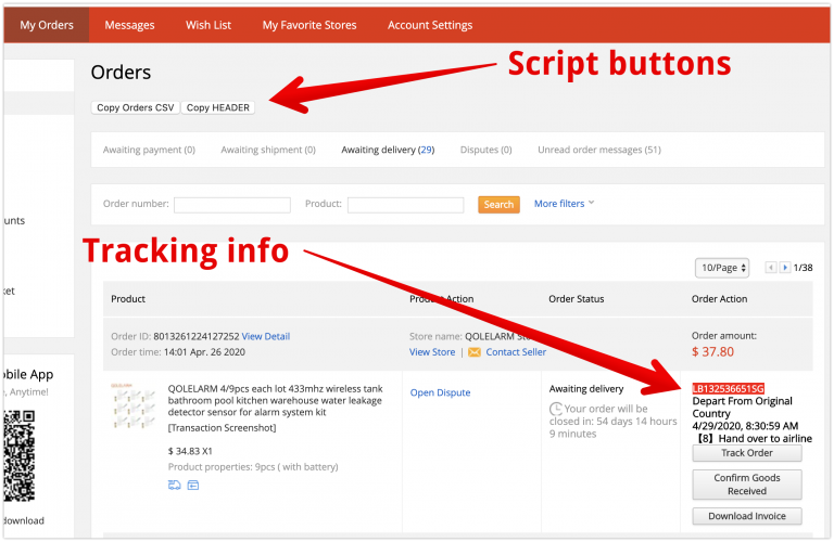 aliexpress order id tracking number